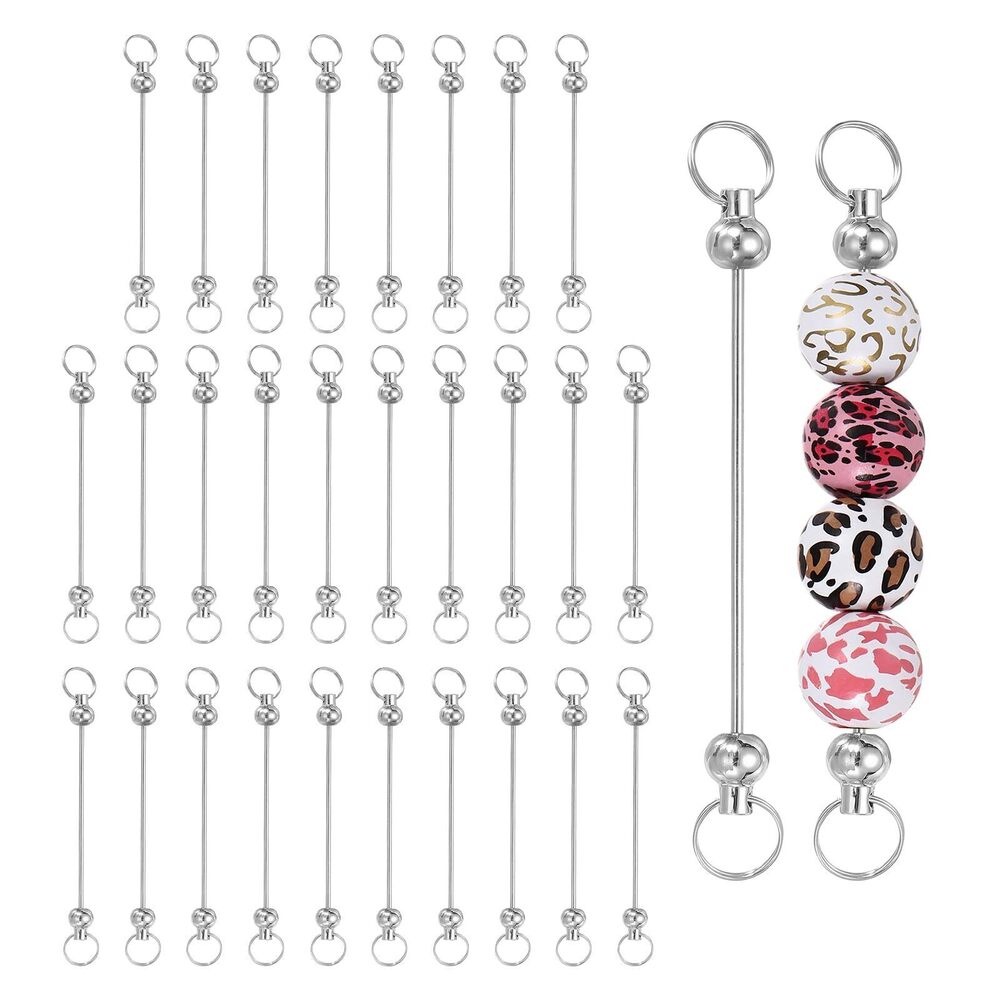 4676 30pcs Beadable Keychain Bar, Beadable Keychains Blanks Beaded Keychain